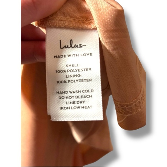 Lulu’s Shiny Peach Spaghetti Strap Pleated Cups Mini Formal Style Sundress - Picture 9 of 16